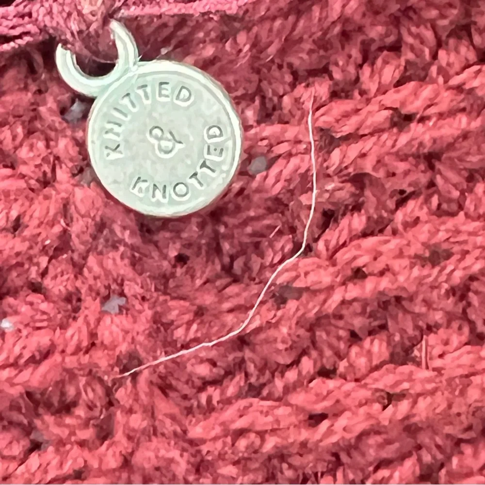 KNITTED & KNOTTED Cranberry Ribbed Open Cardigan, S - Picture 11 of 11